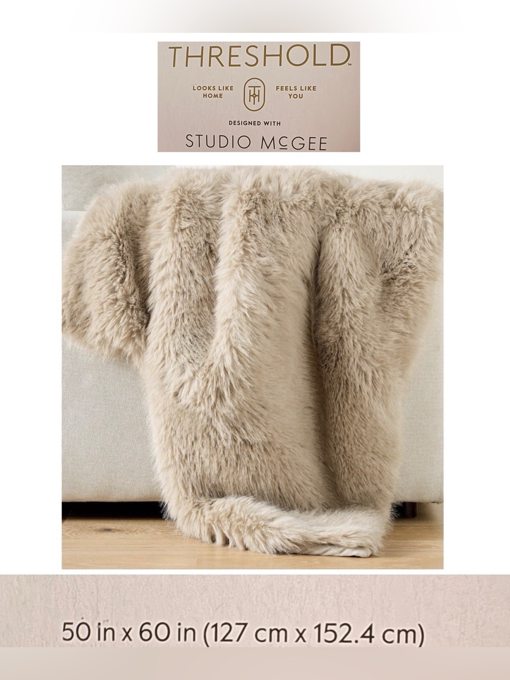 Threshold Studio McGee Faux Fur Reversible Throw. NWT sealed in bag